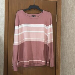 Womens XL Cute Lety & Me Pink Striped Sweater